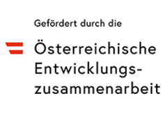Gefördert durch die Österreichische Entwicklungszusammenarbeit.  Logo der Österreichischen Entwicklungszusammenarbeit mit Schriftzug und rot-weiß-rotem Symbol.